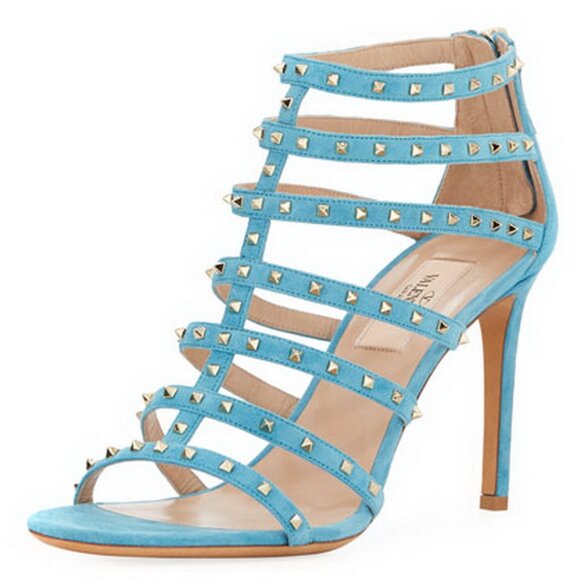 NEW VALENTINO GARAVANI Suede Rockstud Sandals - Picture 1 of 16